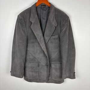 Jordache Mens 42R Gray Corduroy Blazer Jacket Button Up Sport Coat